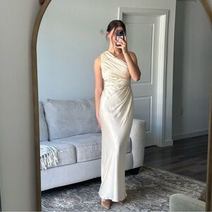 Shona Joy one shoulder Champagne dress size 6